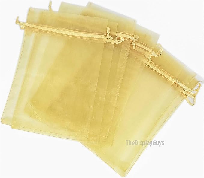 TheDisplayGuys 100-Pack 4x6 Gold Sheer Organza Gift Bags - Image 2