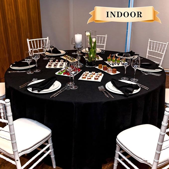 sancua 6 Pack Round Tablecloth 108 Inch Black, Stain and Wrinkle Resistant - Image 5