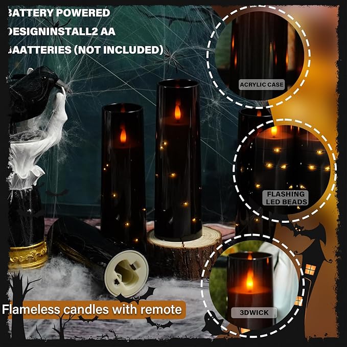 Flickering Flameless LED Candles, Acrylic LED Pillar Candles - Image 3