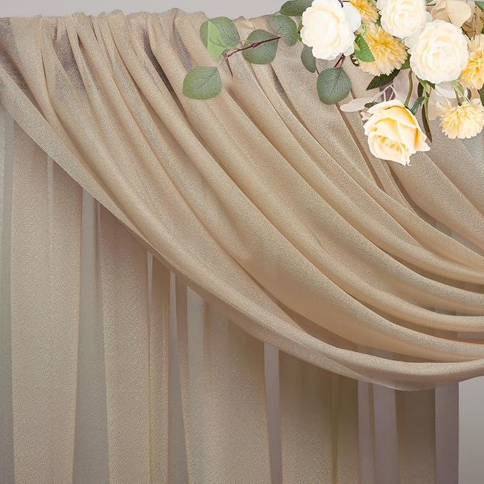 Wokceer Nude 6 Panels 28.7" x 20FT Sheer Fabric Drapes Backdrop Arch Draping - Image 3
