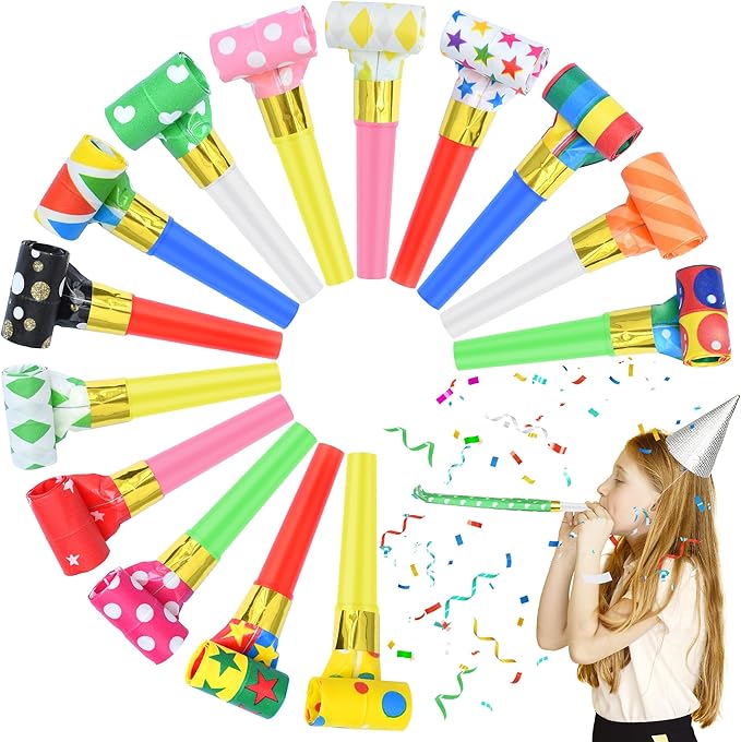 24 Pcs Party Blower Colorful Blowouts Noisemakers Birthday Blowouts Whistles by Twavang
