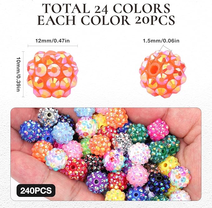 Novani 240pcs 10mm Round Rhinestone Beads - Image 3