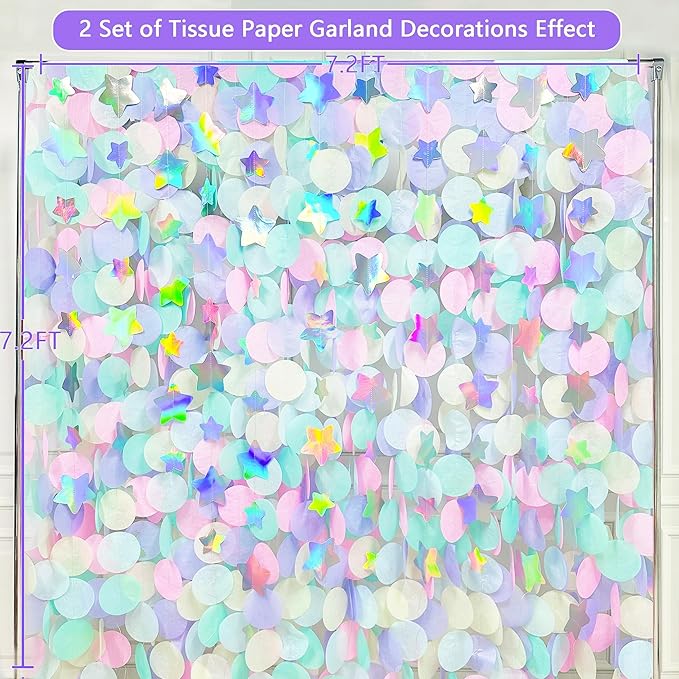 205Ft Pastel Party Decorations Circle Dot Backdrop Streamer Pastel Tissue Paper - Image 3