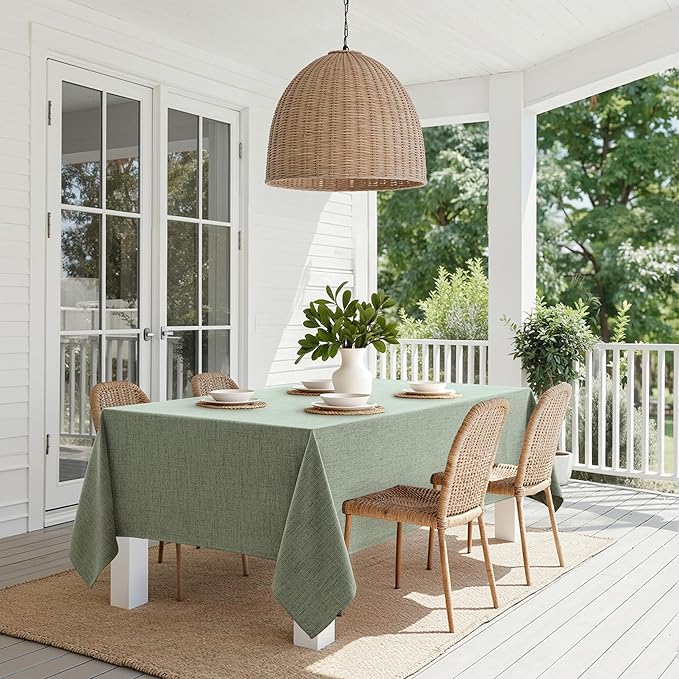 MIULEE Sage Green Linen Tablecloth 52x70 Inch Rectangle Table Cloth Waterproof - Image 8