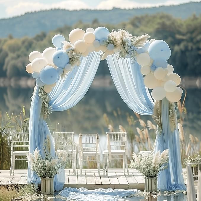 Wokceer Baby Blue Wedding Arch Draping Fabric Backdrop 3 Panels 28.7" X 20FT - Image 7
