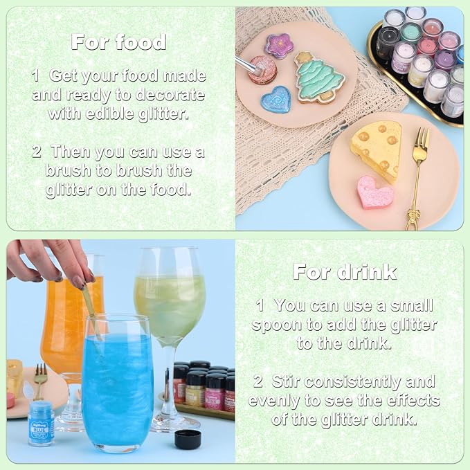 Iridescent Green Edible Glitter - 5g Food Grade Cake Decorating Shimmering - Image 4