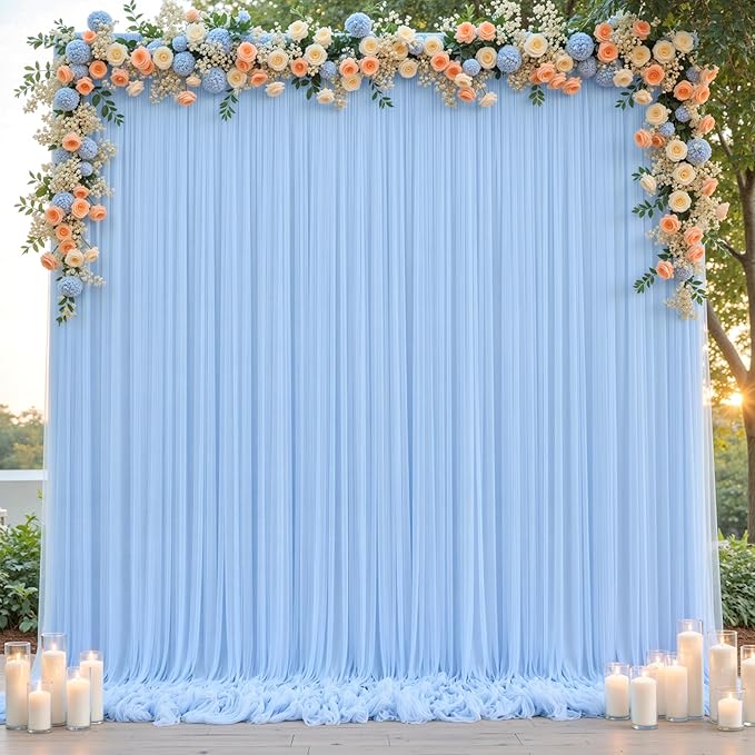 Baby Blue Tulle Backdrop Curtain - Image 4