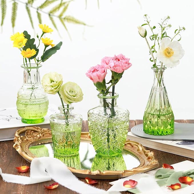 Vintage Small Glass Vases Set of 10, Mini Bud Vases - Image 2