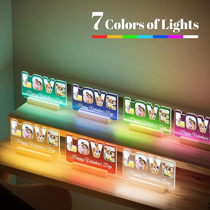 Custom Picture Frames with Photo, Personalized LOVE Photo Frame with Night Light - Image 6