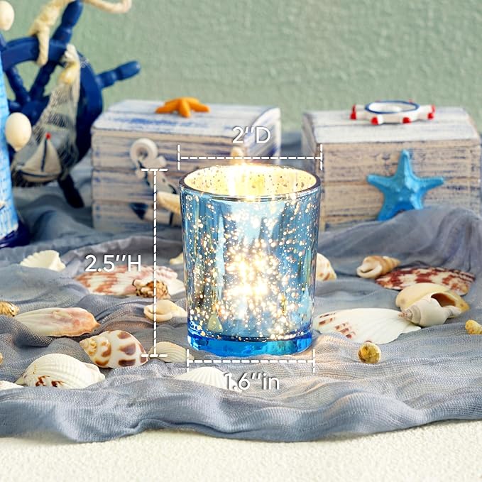 Homemory 36 Pcs Blue Votive Candle Holders, Mercury Glass Candle Holder - Image 2