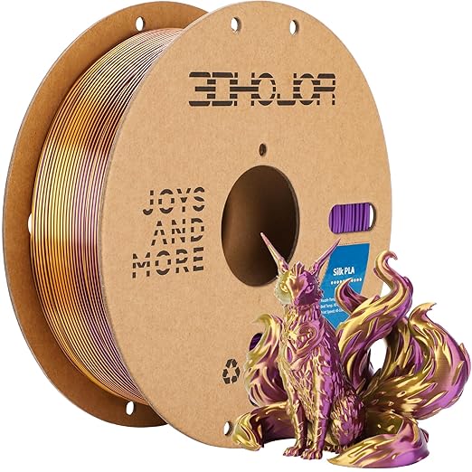Silk PLA Filament 1.75mm Purple Gold Dual Color PLA 3D Printer Filament 2 in 1 by 3DHoJor