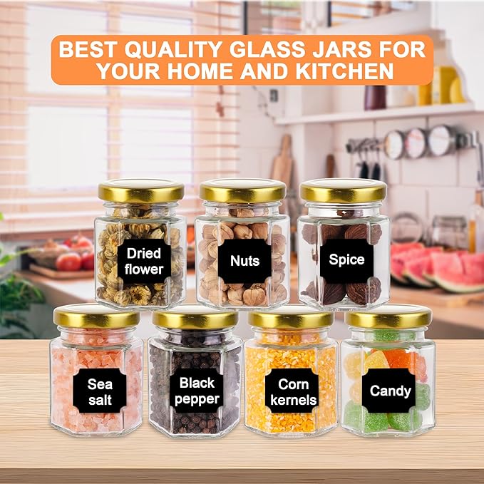Small Glass Honey Jars with Lids 3oz, 40 pack Airtight Glass Canning Jars with - Image 4