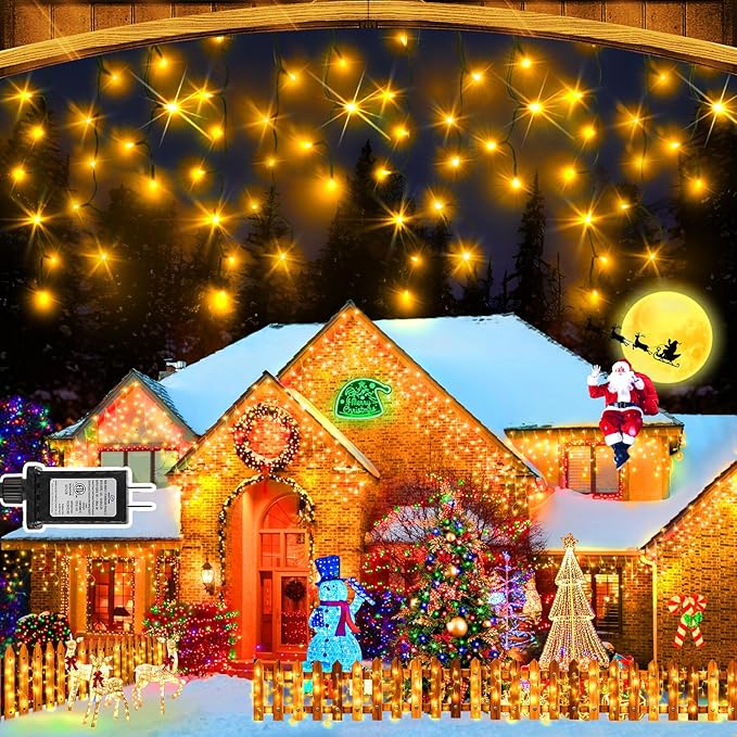 KNONEW 33FT 400 LED Christmas Lights Outdoor Black Wire String Lights by KNONEW