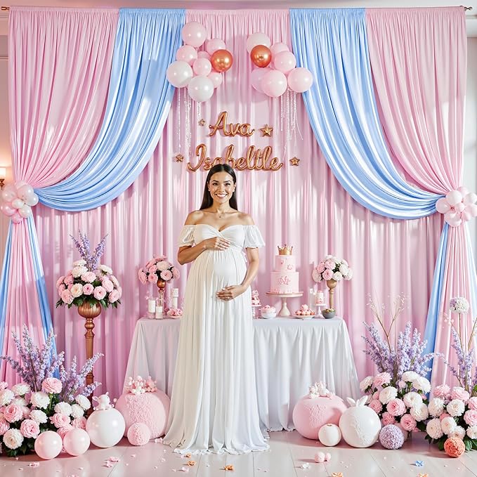 Pink Glitter Backdrop Curtain for Parties Wedding, 10Ft x 10Ft Satin Shimmer - Image 7