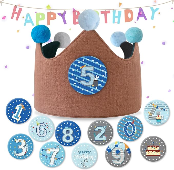 Reusable Birthday Crown with Numbers, Kids Birthday Hat Fabric Crown Pertain by Ulibanner
