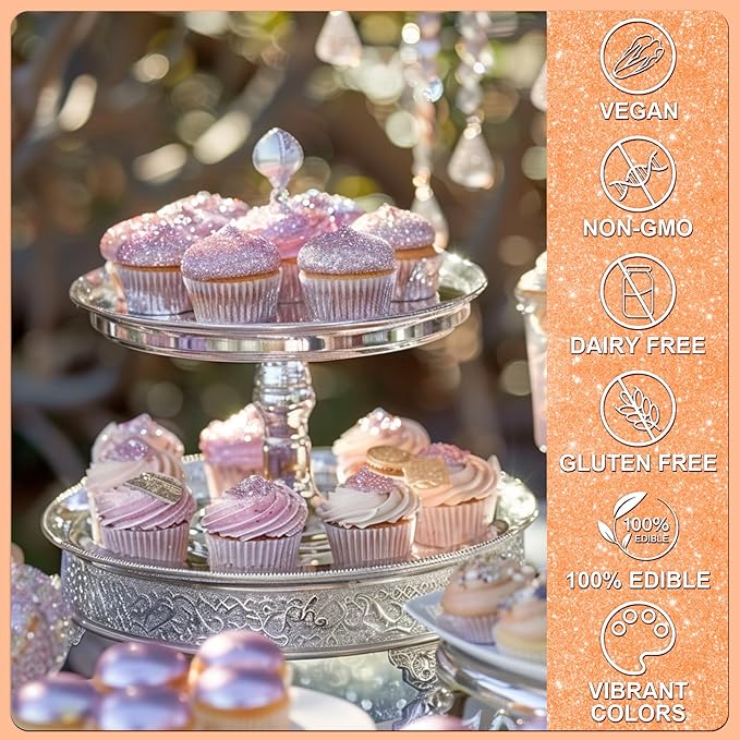 Orange Edible Glitter - 5g Food Grade Cake Decorating Shimmering Glitter - Image 3