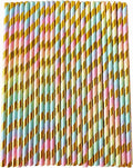 YAOSHENG Pink & Gold Paper Straws Disposable, 100% Biodegradable Multi-Pattern by YAOSHENG