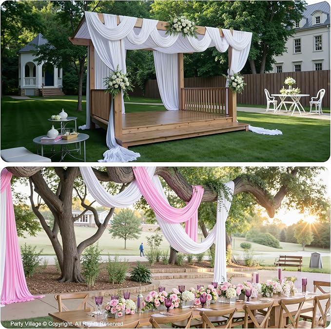 PartyVillage 10ftx40ft White Ceiling Curtain - Image 5