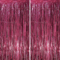 2 Pack Burgundy Foil Fringe Backdrop Curtains, Tinsel Streamers Party by Voircoloria