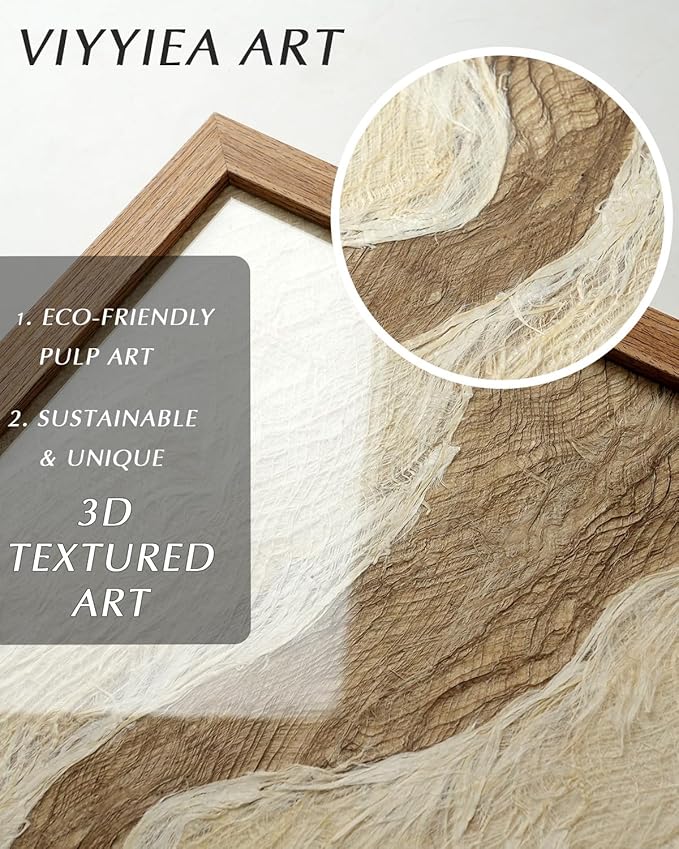 VIYYIEA Framed 3D Textured Wall Art, Handmade Paper Artwork, Modern Minimalist - Image 2