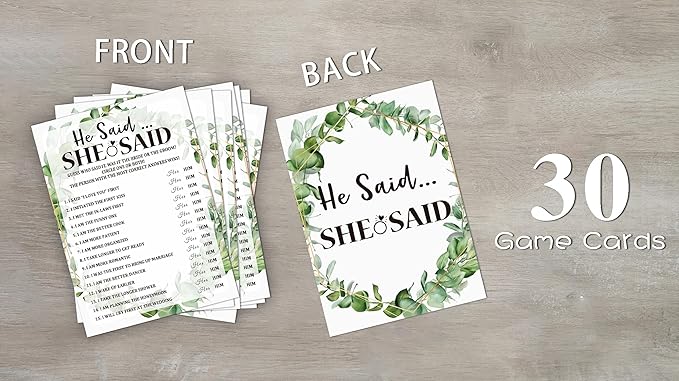 Bridal Shower Game Cards, He Said She Said Game, Tropical Jungle Theme - Image 3