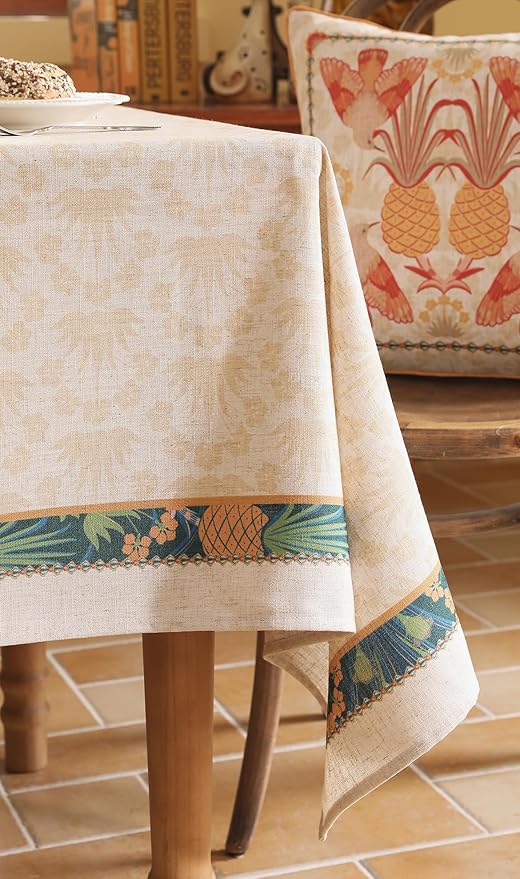 patdrea Designer Rectangle Linen Table Cloth, Vintage Anti-Wrinkle Durable - Image 9