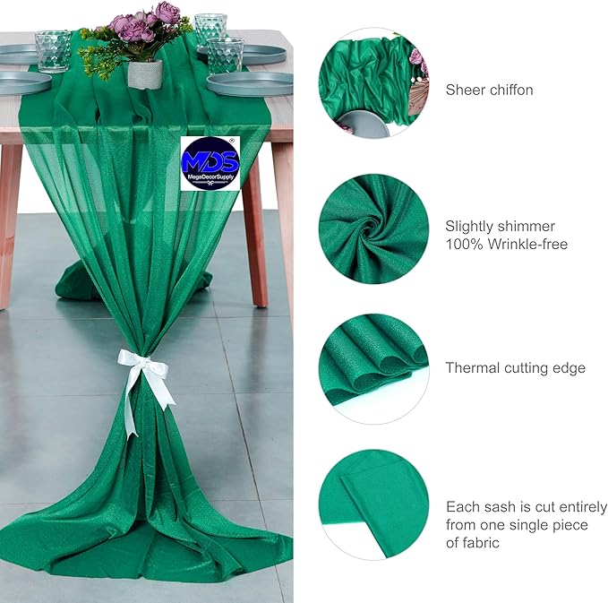MDS 2 Pack 14ft Chiffon Table Runner 29 x 170 Inches Sheer Wedding Runner - Image 6