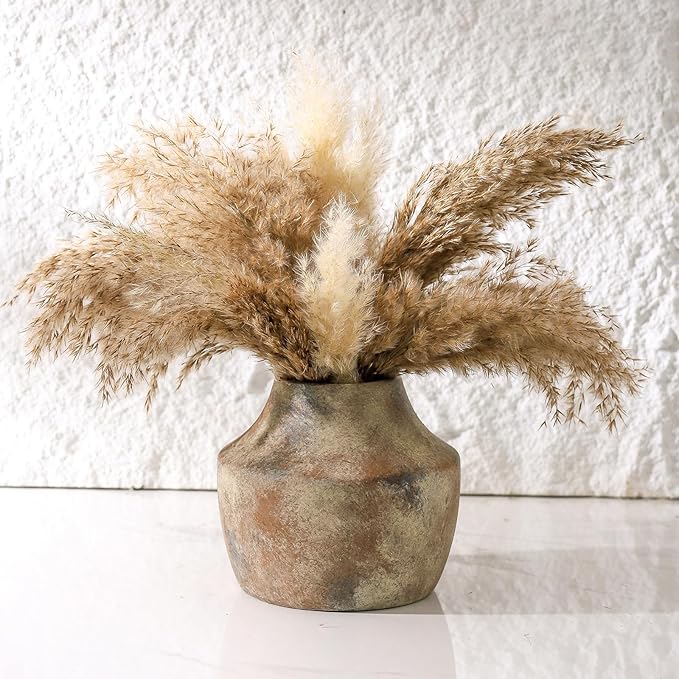 Mitt&Ditt Ceramic Flower Vase, 5.3 inch Pottery Farmhouse Rustic Vase, - Image 4