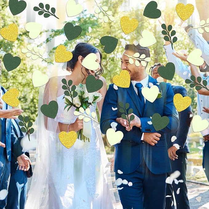 200PC Sage Green Heart Confetti - Image 5