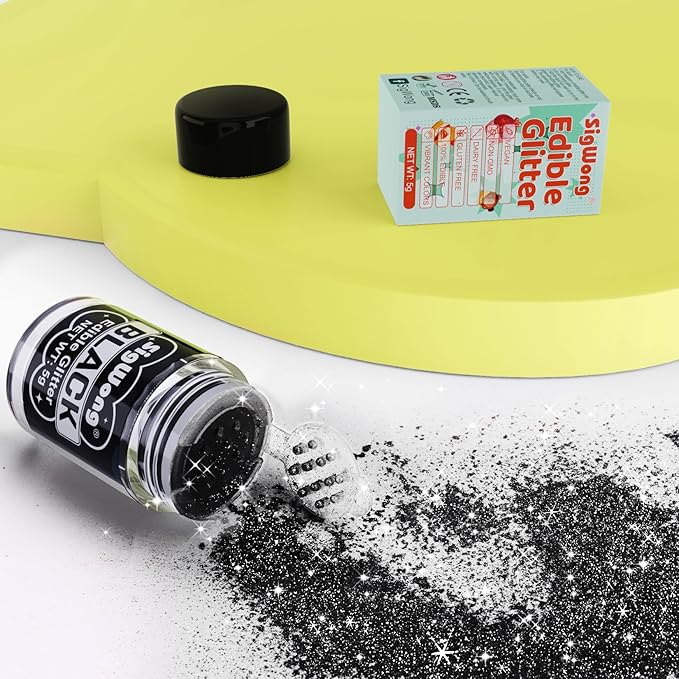 Black Edible Glitter - 5g Food Grade Cake Decorating Shimmering Glitter - Image 2