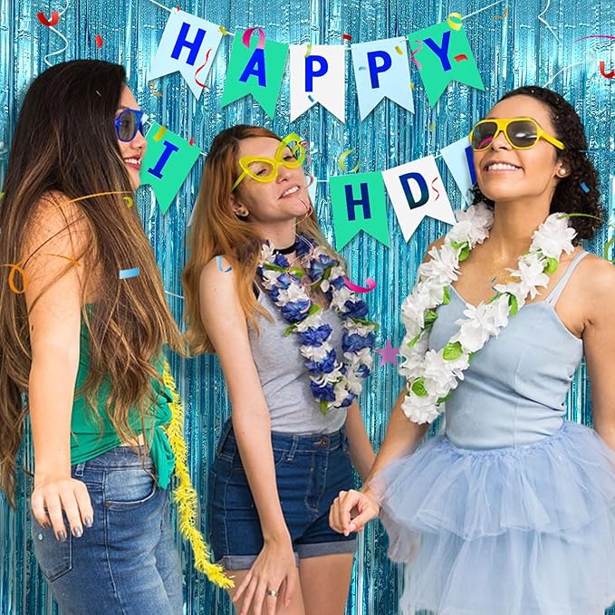 5 Pack Blue Tinsel Streamers Foil Fringe Curtains Backdrop - Image 6