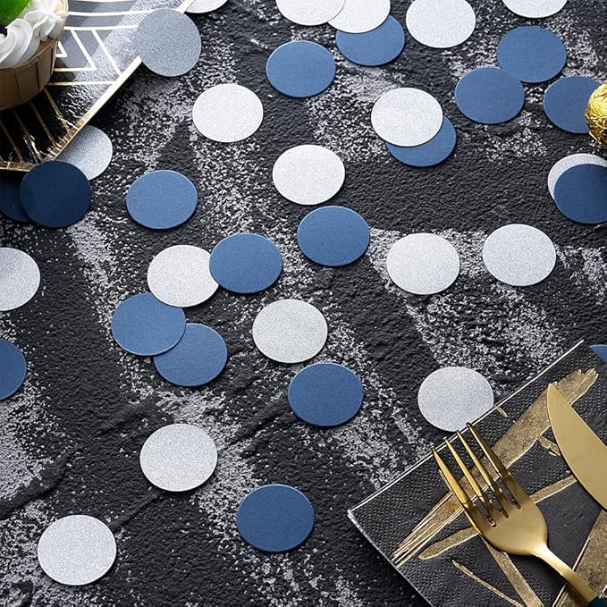 Silver and Blue Confetti Table Decoration - Image 2