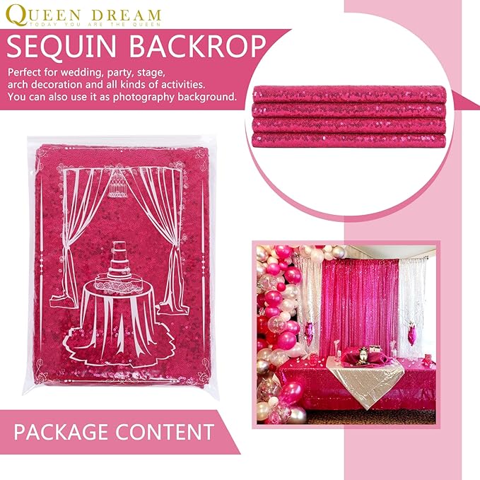 Sequin Backdrop Hot Pink 8ft x 8ft Glitter Photo Booth Backdrop - Image 9
