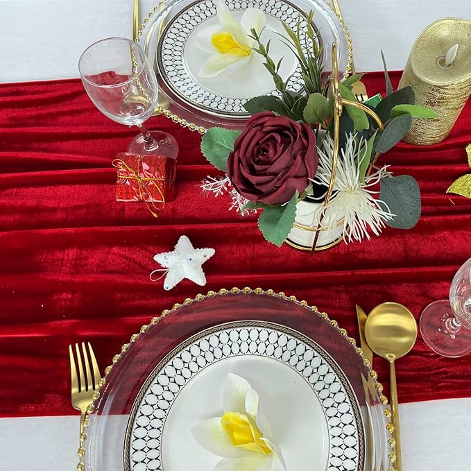 Luxurious Velvet Table Runner, 10ft Wedding Reception Decorations, 20x120inch - Image 3