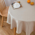 NLMUVW Round Linen Tablecloth 48 Inch, Oatmeal Textured Table Cloth Rustic by NLMUVW