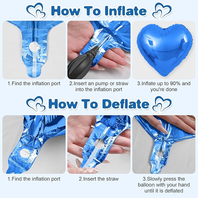 Blue Silver Heart Balloons, 18Inch Silver Helium Balloon - Image 7