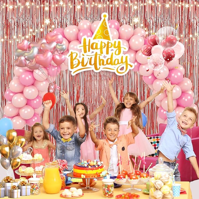 2 Pack 3.2 ft x 9.8 ft Rose Gold Tinsel Curtain Party Backdrop Decorations - Image 2
