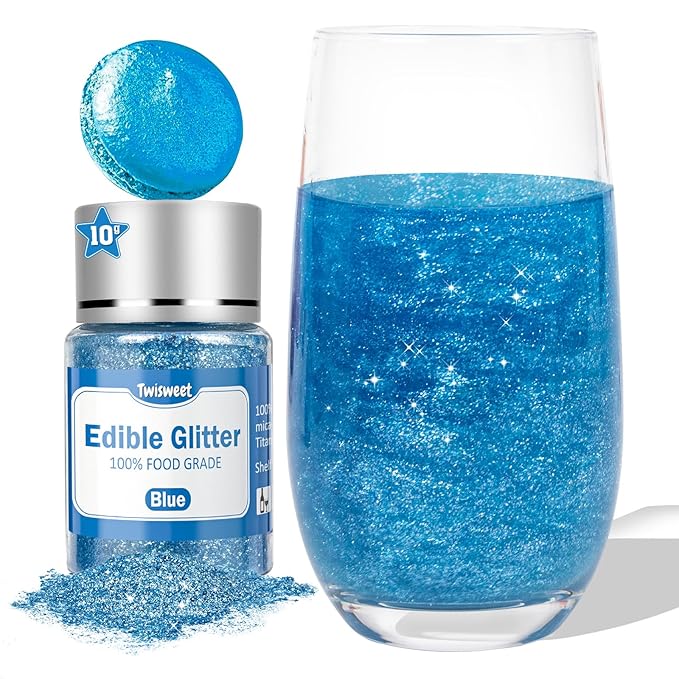 Twisweet Blue Edible Glitter for Drinks, Food Grade 10g Sparkling Sprinkles by Twisweet