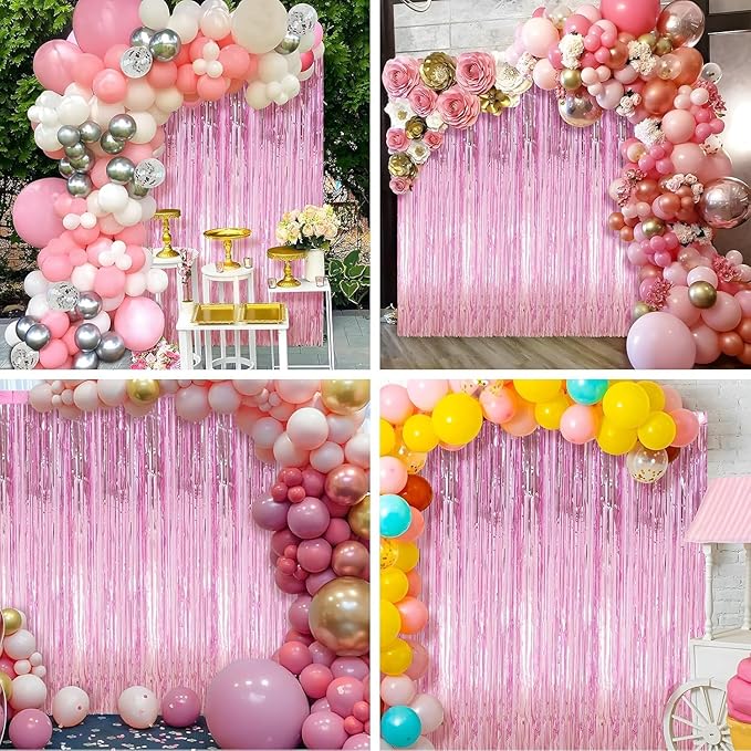6 Pack Pink Foil Fringe Curtains Streamers Party Decorations 3.3 x 8.2 ft - Image 6