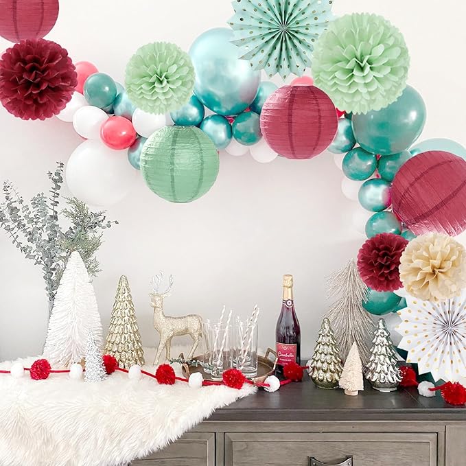 Sage-Olive Green Burgundy-Champagne Boho Party-Decorations - Image 5