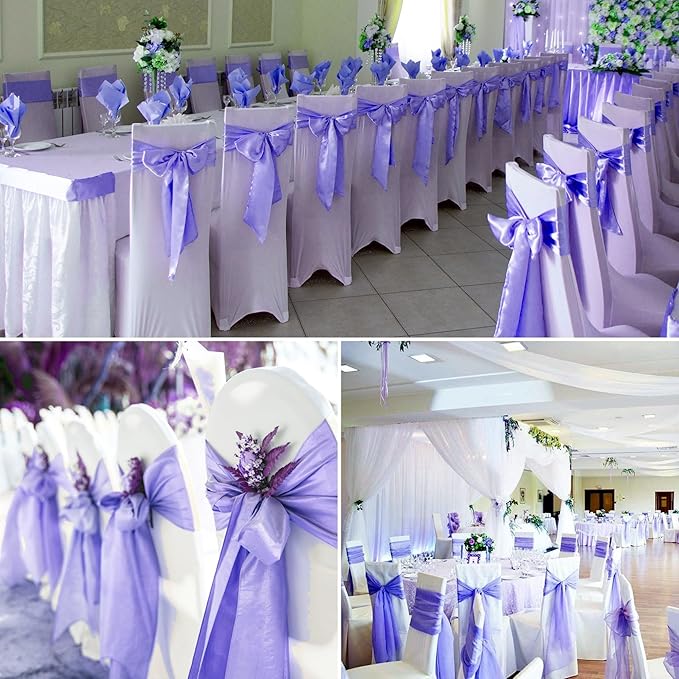 100 PCS Satin Chair Sashes Decorative Bow Chair Sashes Ties Back Ribbon Bows - Image 3