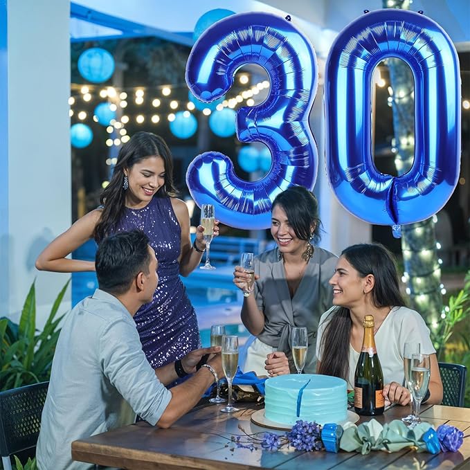 Navy Blue 30 Balloon Numbers, 40 Inch Large Dark Royal Blue Foil Number 3 & 0 - Image 6