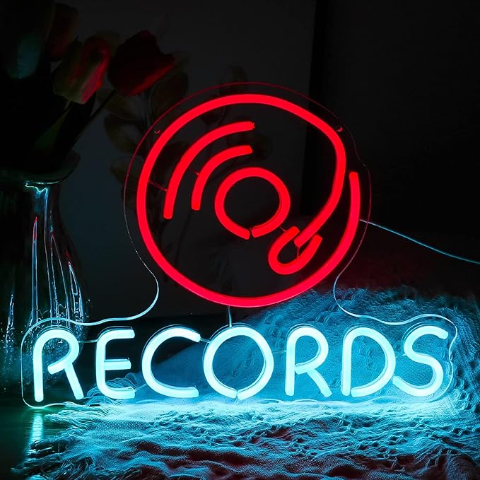 Vinyl Records Neon Sign, Neon Lights by Noasktt