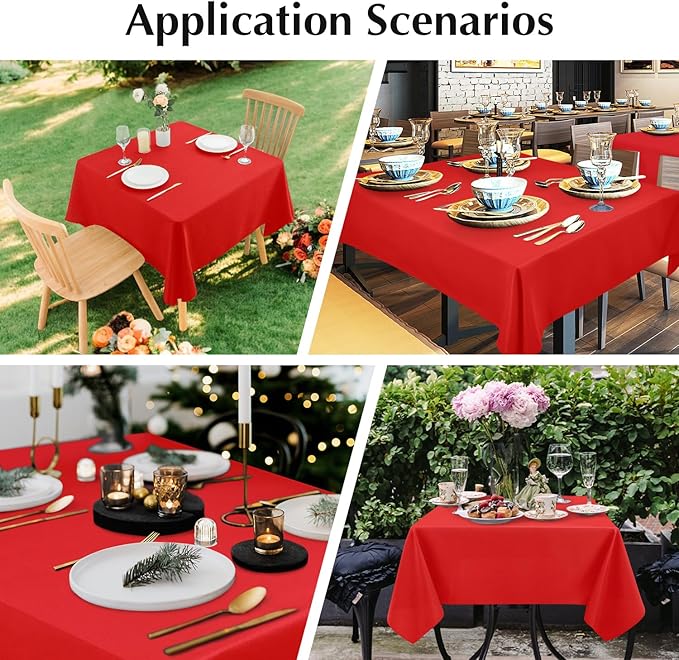 2 Pack Square Table Cloth 48X48 Inch Red Washable Fabric Tablecloth Polyester - Image 6