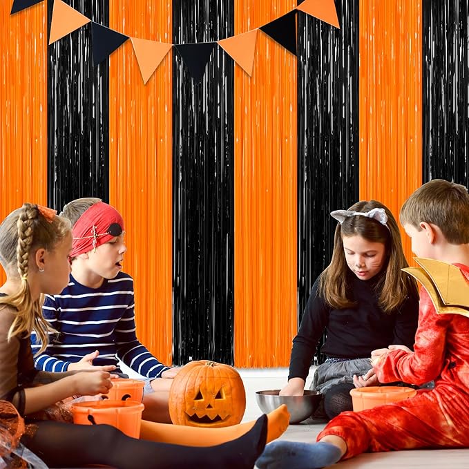 2 Pack Halloween Photo Backdrop, 3.28 FT x 7.05 FT Orange and Black Party - Image 7