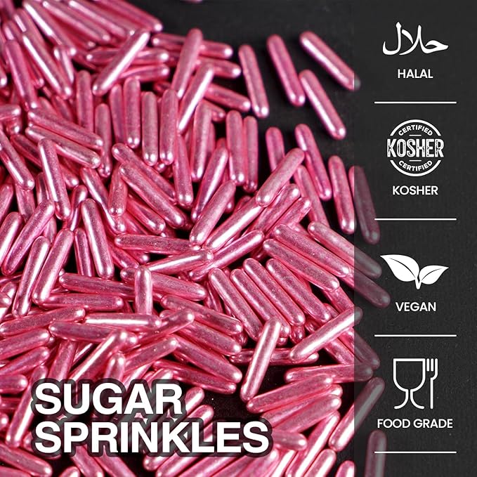 Rose Gold Sprinkles, Metallic Rods Sugar, Sprinkles - Image 2