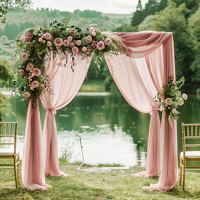 Wokceer Dusty Rose Wedding Arch Draping Fabric Backdrop 3 Panels 28.7" X 20FT - Image 5