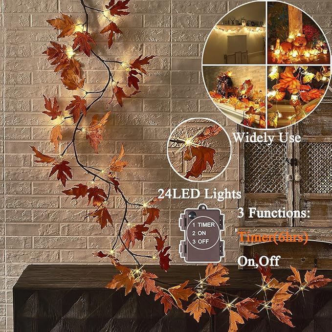 Hairui Lighted Maple Leaf Garland - Image 2