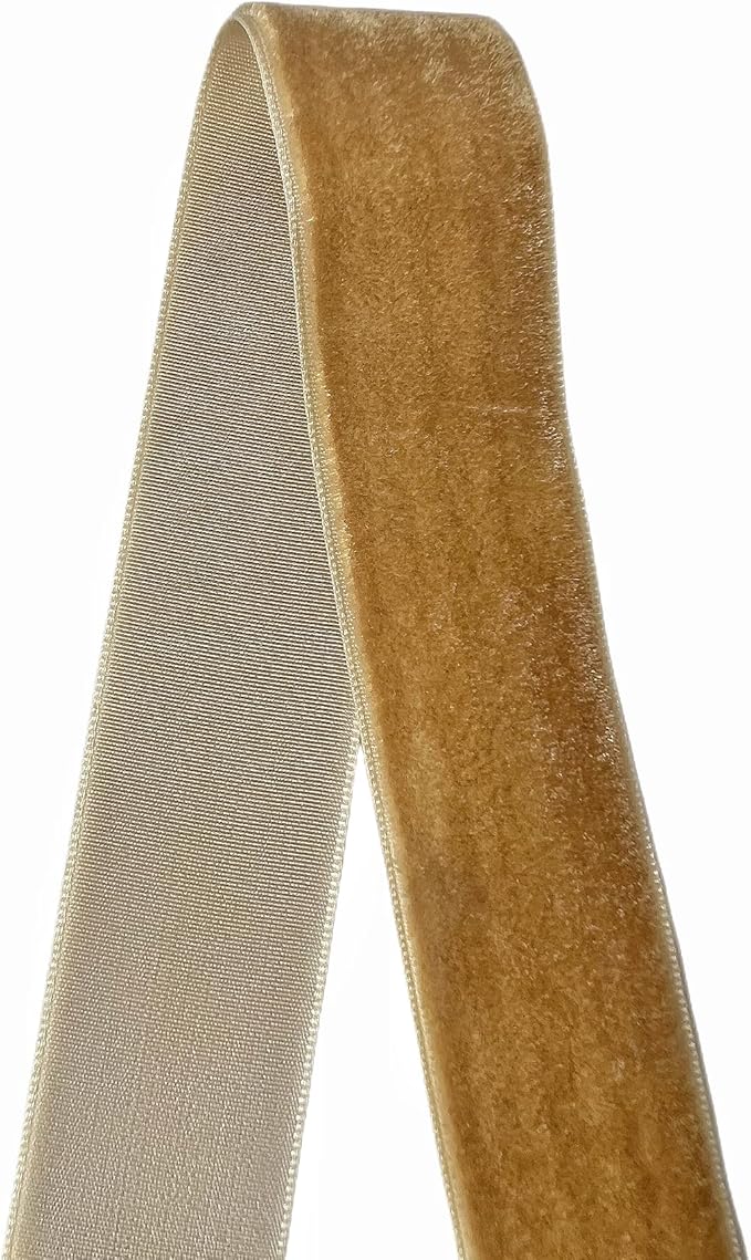 Vintage Khaki Velvet Ribbon, 1 Inch X 25Yd - Image 2