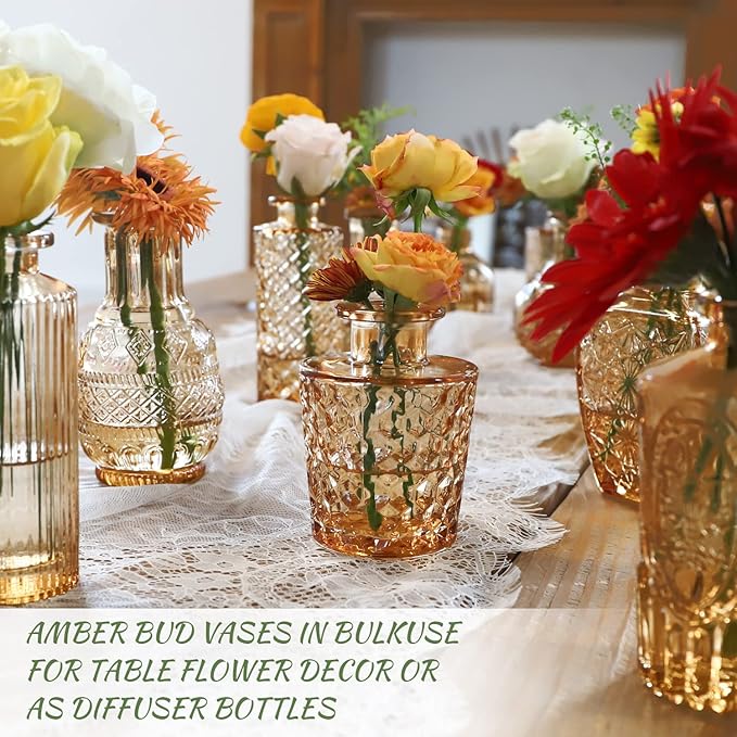 Set of 22 Amber Glass Mini Bud Vase - Image 4